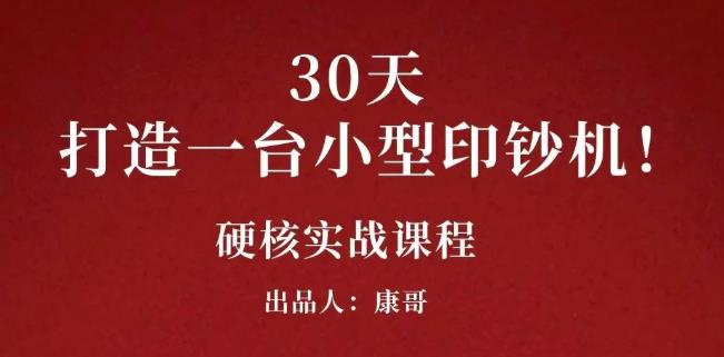 康哥30天打造一台小型印钞机：躺赚30万的项目完整复盘（视频教程）泓锦前程-网创项目资源站-副业项目-创业项目-搞钱项目泓锦前程