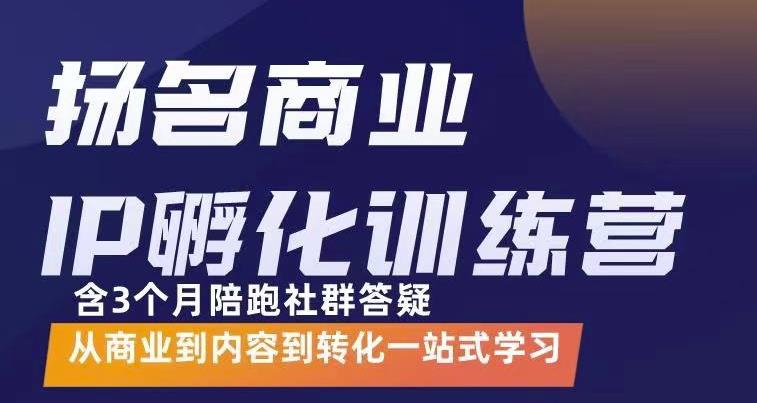 杨名商业IP孵化训练营，从商业到内容到转化一站式学 价值5980元泓锦前程-网创项目资源站-副业项目-创业项目-搞钱项目泓锦前程