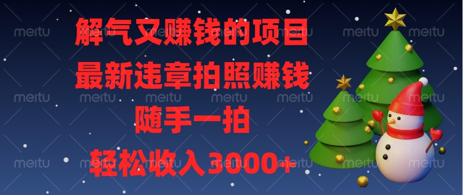 解气又赚钱的项目，最新违章拍照赚钱，随手一拍，轻松收入3000+泓锦前程-网创项目资源站-副业项目-创业项目-搞钱项目泓锦前程