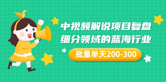 某付费文章：中视频解说项目复盘：细分领域的蓝海行业 批量单天200-300收益泓锦前程-网创项目资源站-副业项目-创业项目-搞钱项目泓锦前程