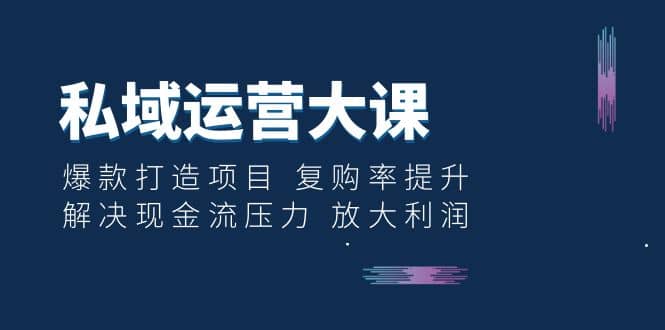 私域运营大课：爆款打造项目 复购率提升 解决现金流压力 放大利润泓锦前程-网创项目资源站-副业项目-创业项目-搞钱项目泓锦前程
