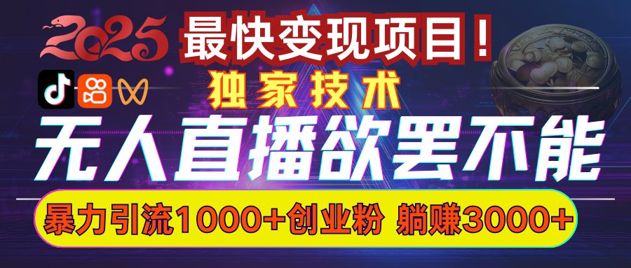 欲罢不能的无人直播引流，超暴力日引流1000+高质量精准创业粉泓锦前程-网创项目资源站-副业项目-创业项目-搞钱项目泓锦前程