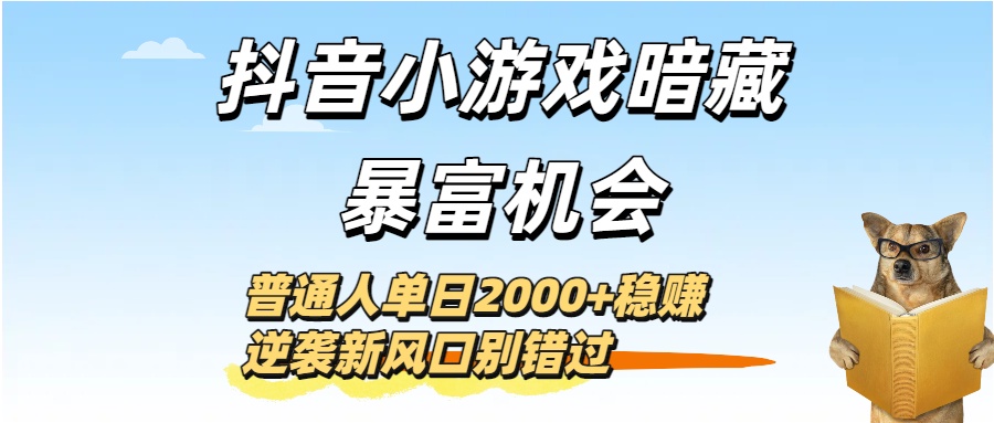 抖音小游戏暗藏暴富机会！普通人单日2000+稳赚，逆袭新风口别错过泓锦前程-网创项目资源站-副业项目-创业项目-搞钱项目泓锦前程