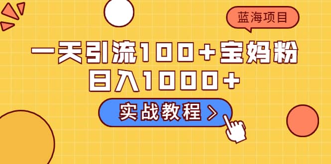 一天引流100+宝妈粉，日入1000+的蓝海项目（实战教程）泓锦前程-网创项目资源站-副业项目-创业项目-搞钱项目泓锦前程
