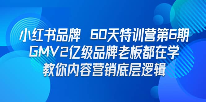 小红书品牌 60天特训营第6期 GMV2亿级品牌老板都在学 教你内容营销底层逻辑泓锦前程-网创项目资源站-副业项目-创业项目-搞钱项目泓锦前程
