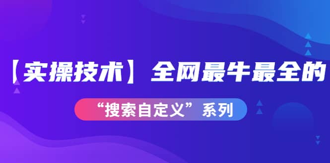 【实操技术】全网最牛最全的“搜索自定义”系列！价值698元泓锦前程-网创项目资源站-副业项目-创业项目-搞钱项目泓锦前程
