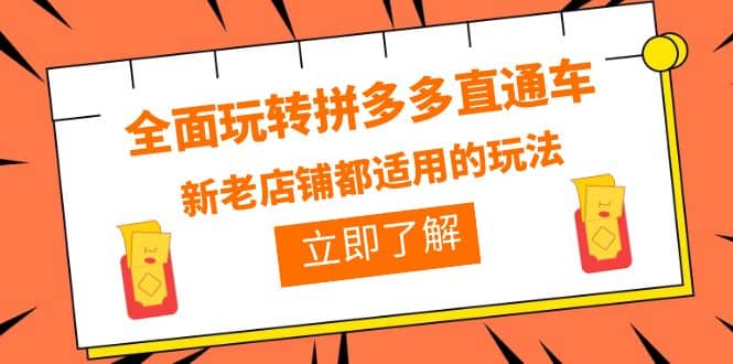 全面玩转拼多多直通车，新老店铺都适用的玩法（12节精华课）泓锦前程-网创项目资源站-副业项目-创业项目-搞钱项目泓锦前程