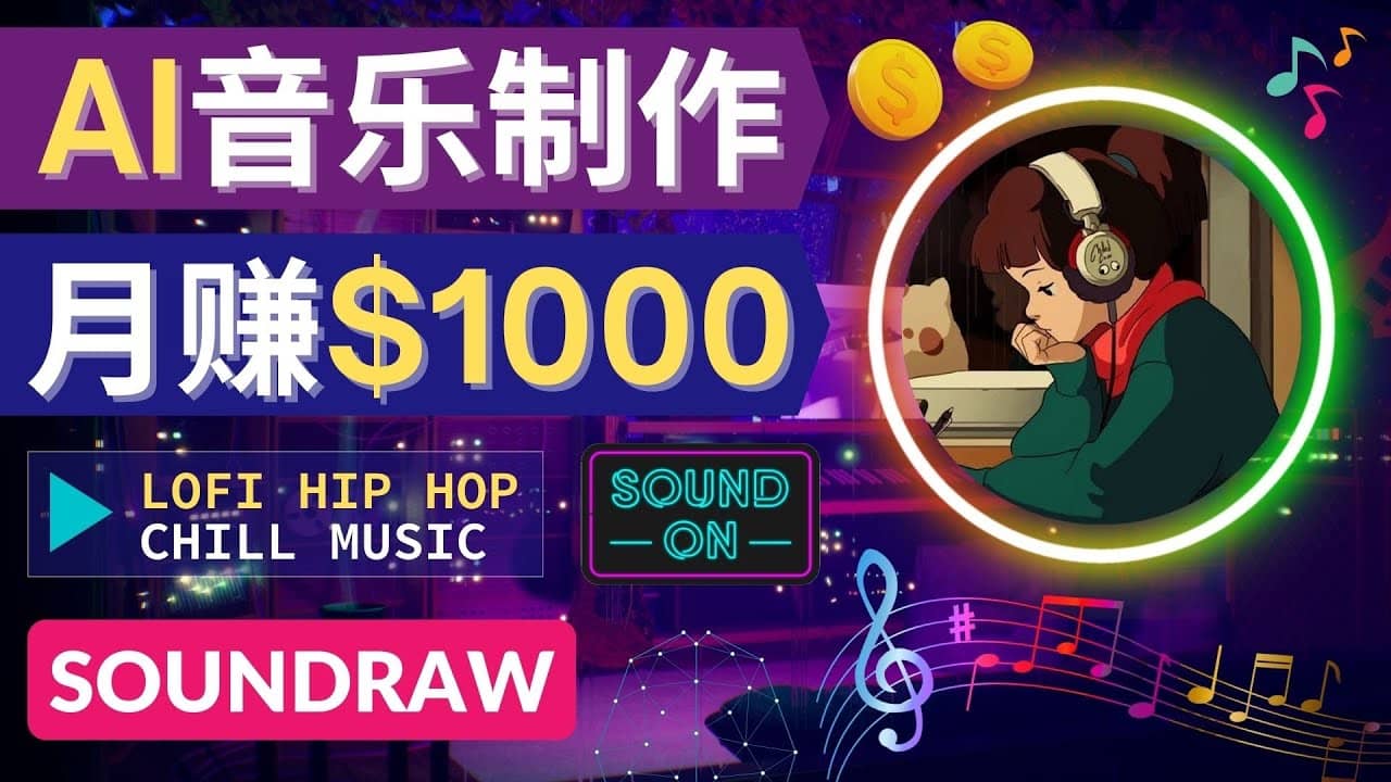 无需任何音乐基础： 使用AI软件制作Lofi Hip Hop Chill Music 月赚1000美元泓锦前程-网创项目资源站-副业项目-创业项目-搞钱项目泓锦前程