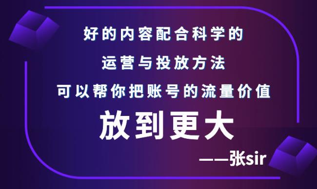 张sir账号流量增长课，告别海王流量，让你的流量更精准泓锦前程-网创项目资源站-副业项目-创业项目-搞钱项目泓锦前程