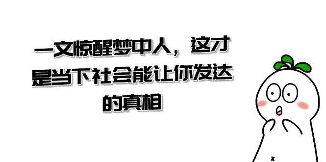 某公众号付费文章《一文 惊醒梦中人，这才是当下社会能让你发达的真相》泓锦前程-网创项目资源站-副业项目-创业项目-搞钱项目泓锦前程