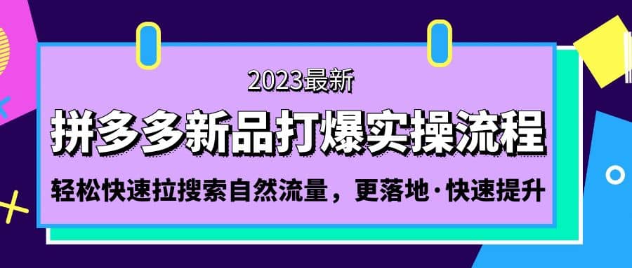 拼多多-新品打爆实操流程：轻松快速拉搜索自然流量，更落地·快速提升泓锦前程-网创项目资源站-副业项目-创业项目-搞钱项目泓锦前程