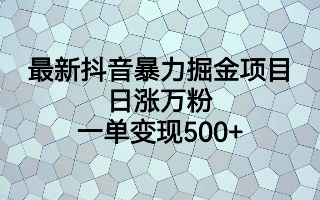 最火热的抖音暴力掘金项目，日涨万粉，多种变现方式，一单变现可达500+泓锦前程-网创项目资源站-副业项目-创业项目-搞钱项目泓锦前程