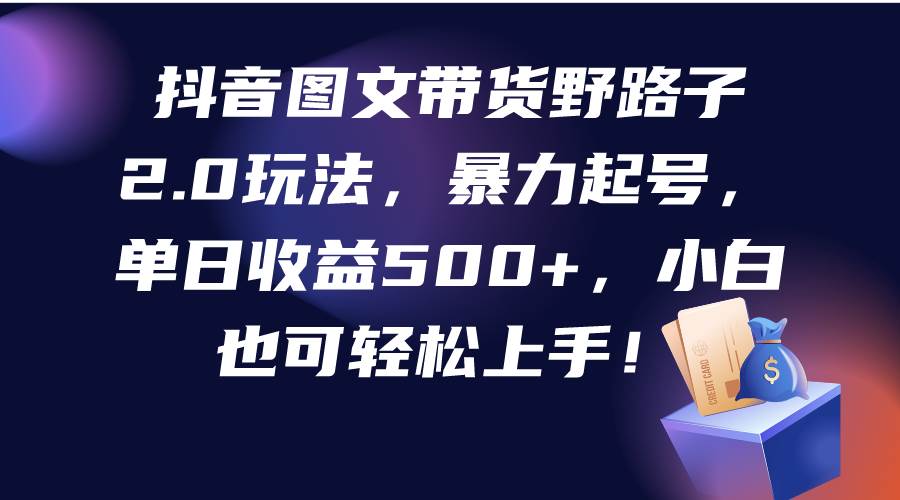 抖音图文带货野路子2.0玩法，暴力起号，单日收益500+，小白也可轻松上手！泓锦前程-网创项目资源站-副业项目-创业项目-搞钱项目泓锦前程