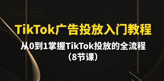 TikTok广告投放入门教程，从0到1掌握TikTok投放的全流程（8节课）泓锦前程-网创项目资源站-副业项目-创业项目-搞钱项目泓锦前程