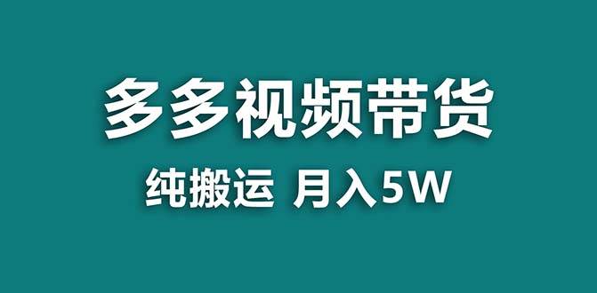 【蓝海项目】拼多多视频带货 纯搬运一个月搞了5w佣金，小白也能操作 送工具泓锦前程-网创项目资源站-副业项目-创业项目-搞钱项目泓锦前程