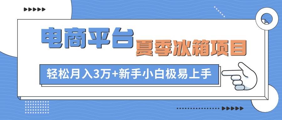 电商平台夏季冰箱项目，轻松月入3万+，新手小白极易上手泓锦前程-网创项目资源站-副业项目-创业项目-搞钱项目泓锦前程