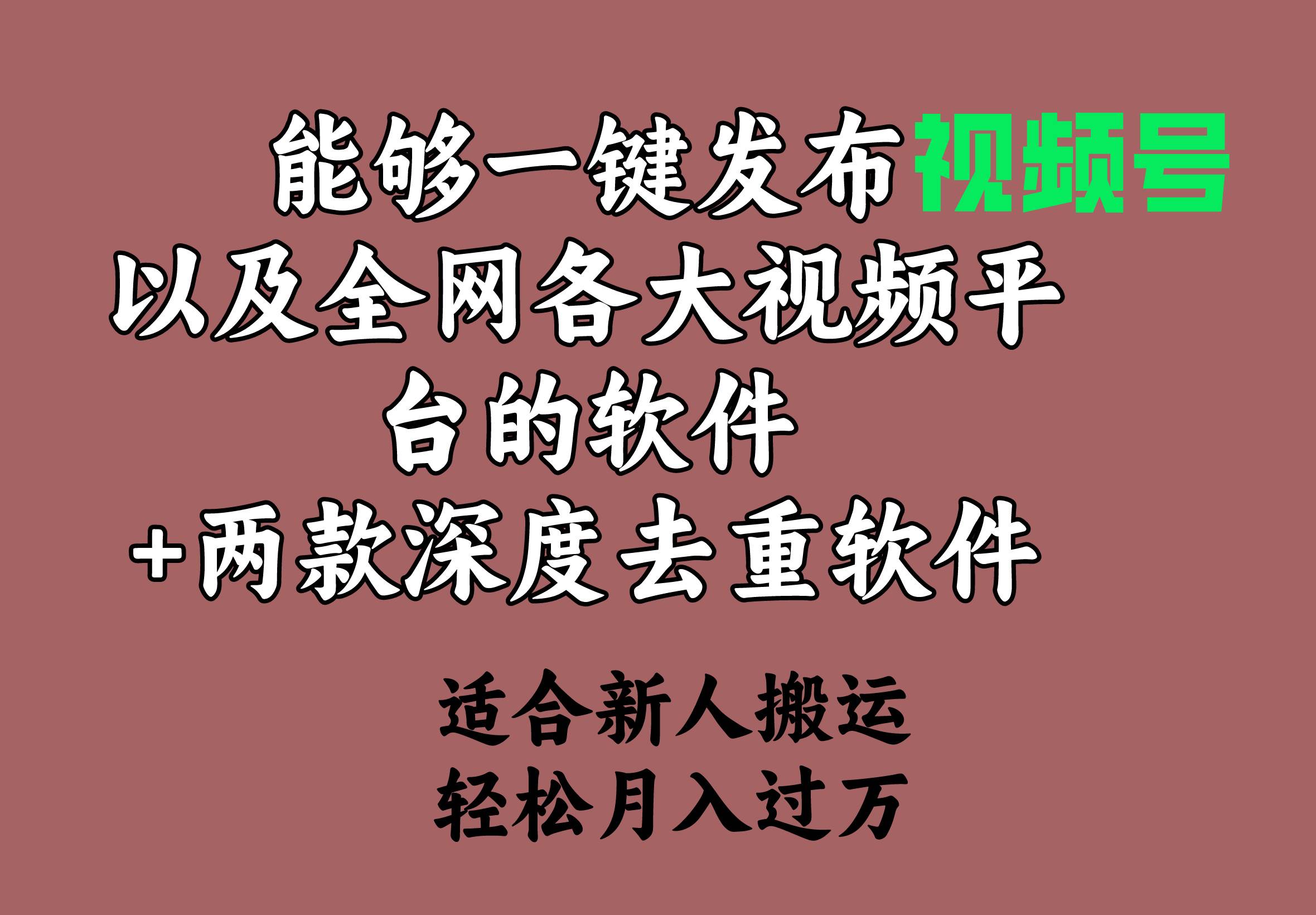 能够一键发布视频号以及全网各大视频平台的软件+两款深度去重软件 适合…泓锦前程-网创项目资源站-副业项目-创业项目-搞钱项目泓锦前程