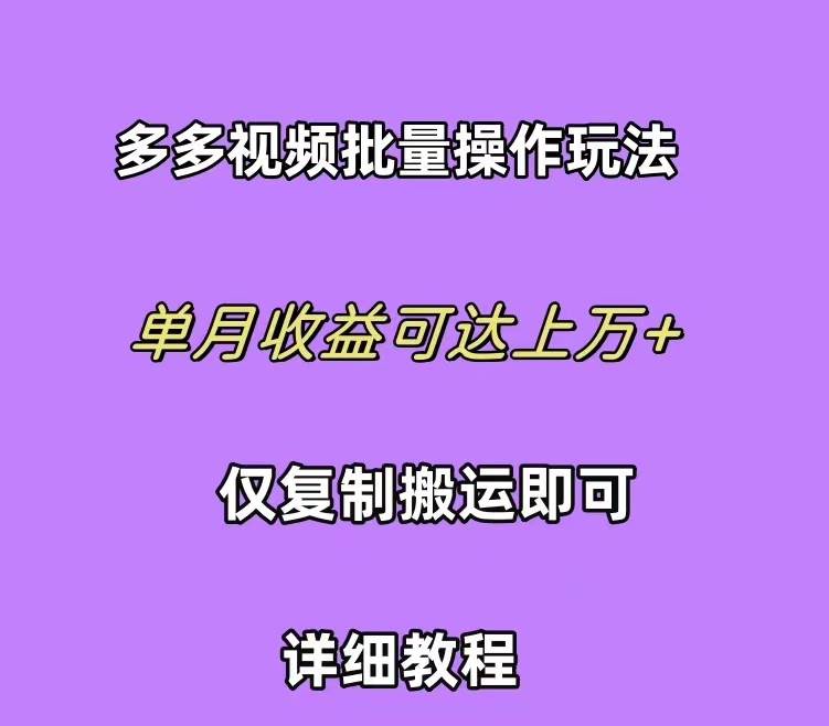 拼多多视频带货快速过爆款选品教程 每天轻轻松松赚取三位数佣金 小白必…泓锦前程-网创项目资源站-副业项目-创业项目-搞钱项目泓锦前程