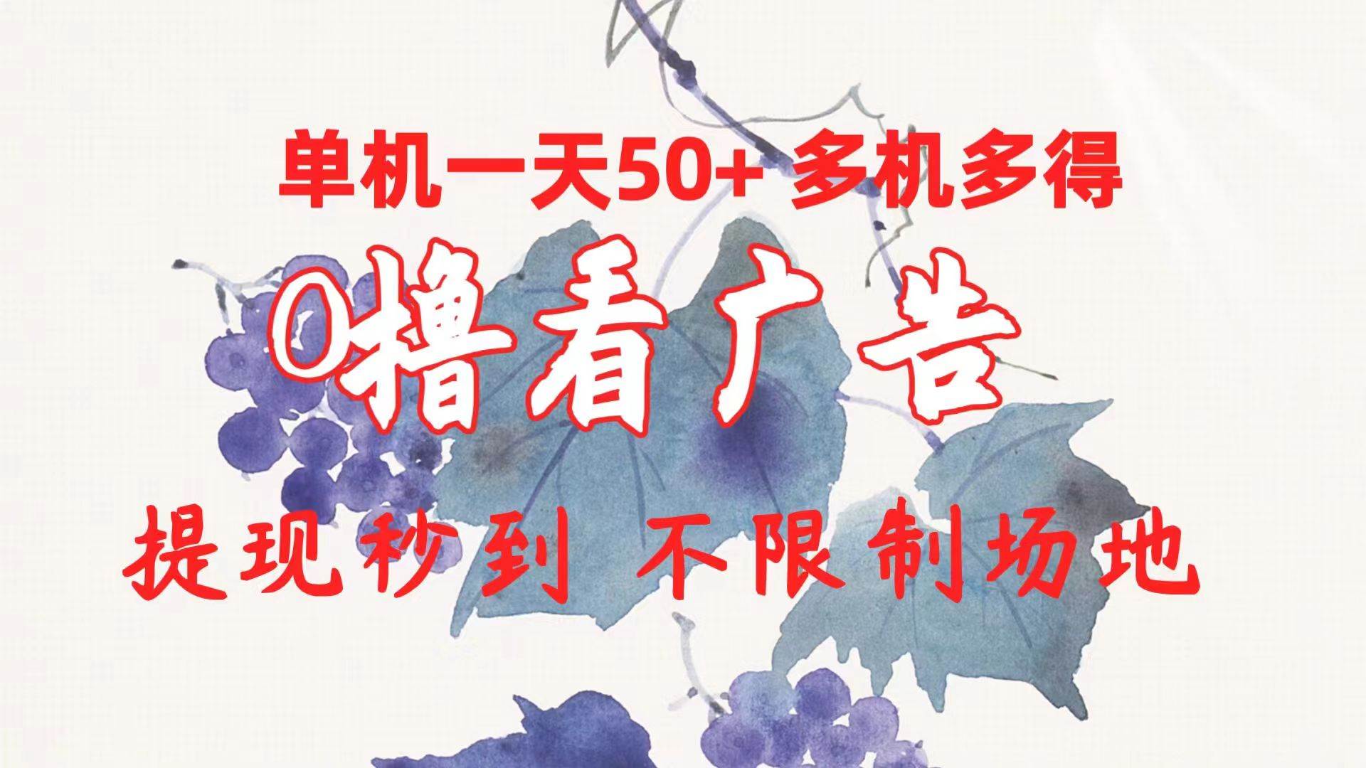0撸看广告 单机一天50+多机多得 提现秒到 不限制场地操作泓锦前程-网创项目资源站-副业项目-创业项目-搞钱项目泓锦前程