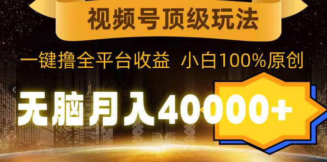 视频号顶级玩法，无脑月入40000+，一键撸全平台收益，纯小白也能100%原创泓锦前程-网创项目资源站-副业项目-创业项目-搞钱项目泓锦前程