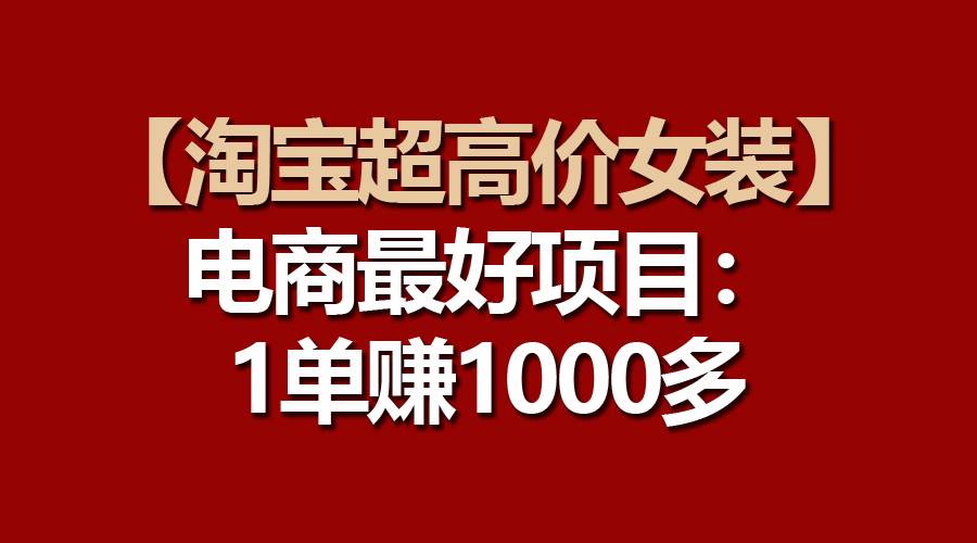【淘宝超高价女装】电商最好项目：一单赚1000多泓锦前程-网创项目资源站-副业项目-创业项目-搞钱项目泓锦前程