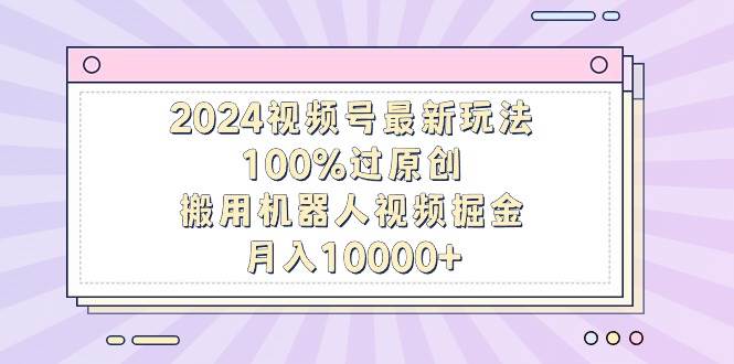 2024视频号最新玩法，100%过原创，搬用机器人视频掘金，月入10000+泓锦前程-网创项目资源站-副业项目-创业项目-搞钱项目泓锦前程