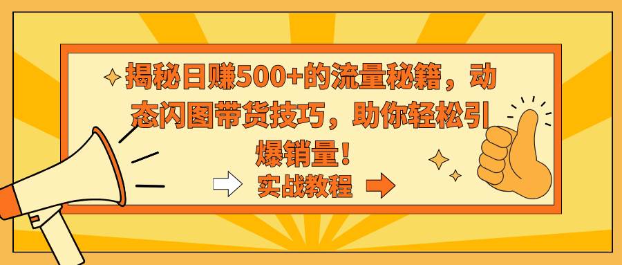揭秘日赚500+的流量秘籍，动态闪图带货技巧，助你轻松引爆销量！泓锦前程-网创项目资源站-副业项目-创业项目-搞钱项目泓锦前程