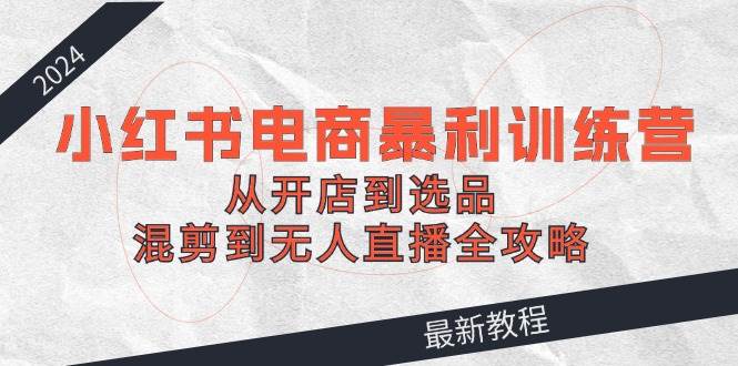 2024小红书电商暴利训练营：从开店到选品，混剪到无人直播全攻略泓锦前程-网创项目资源站-副业项目-创业项目-搞钱项目泓锦前程